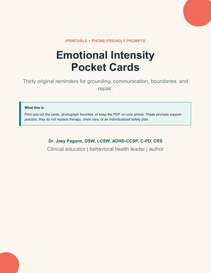 Cover of Emotional Intensity Pocket Cards