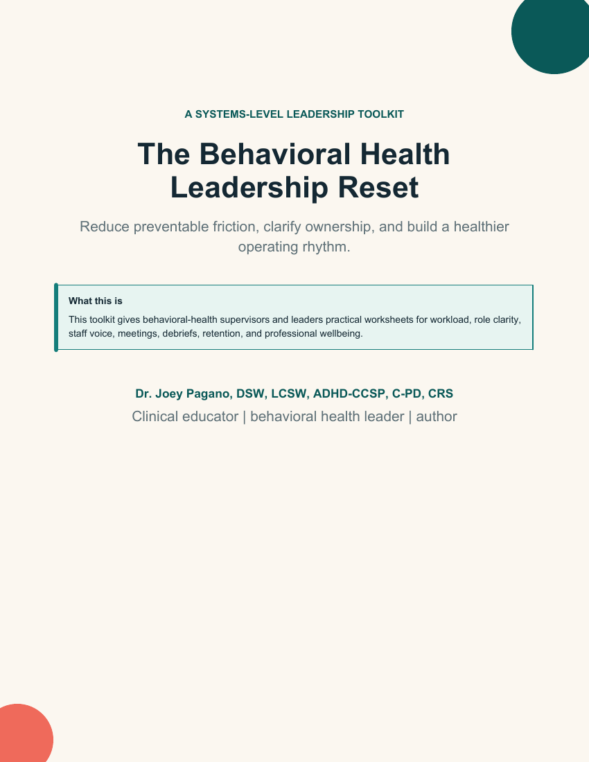 Cover of The Behavioral Health Leadership Reset